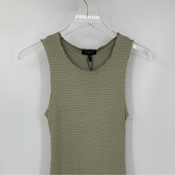 Rag & Bone Carine crochet tank dress moss green maxi long shift raw edge new XS - Picture 3 of 5